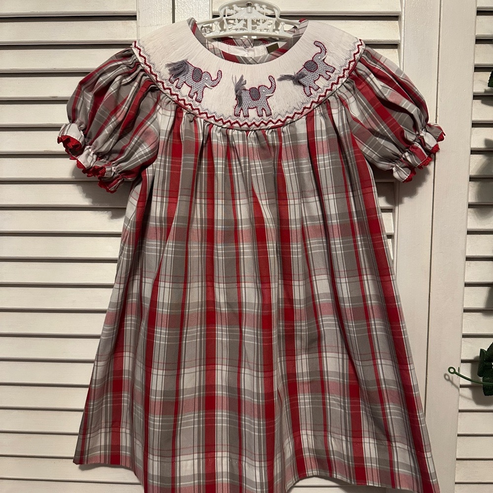Plaid Dress with Elephant Design